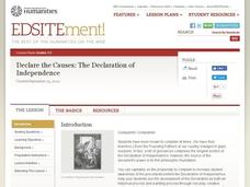 Declare the Causes: The Declaration of Independence Lesson Plan Declare the Causes: The Declaration of Independence Lesson Plan