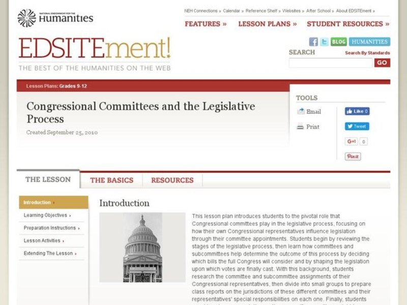 Congressional Committees and the Legislative Process Lesson Plan Congressional Committees and the Legislative Process Lesson Plan