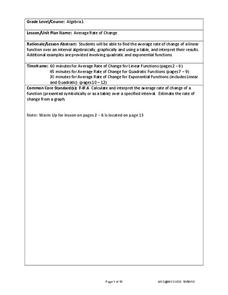 Average Rate of Change Lesson Plan Average Rate of Change Lesson Plan