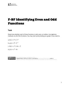 Identifying Even and Odd Functions Assessment Identifying Even and Odd Functions Assessment