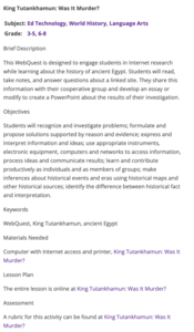 King Tutankhamun: Was It Murder? Lesson Plan King Tutankhamun: Was It Murder? Lesson Plan