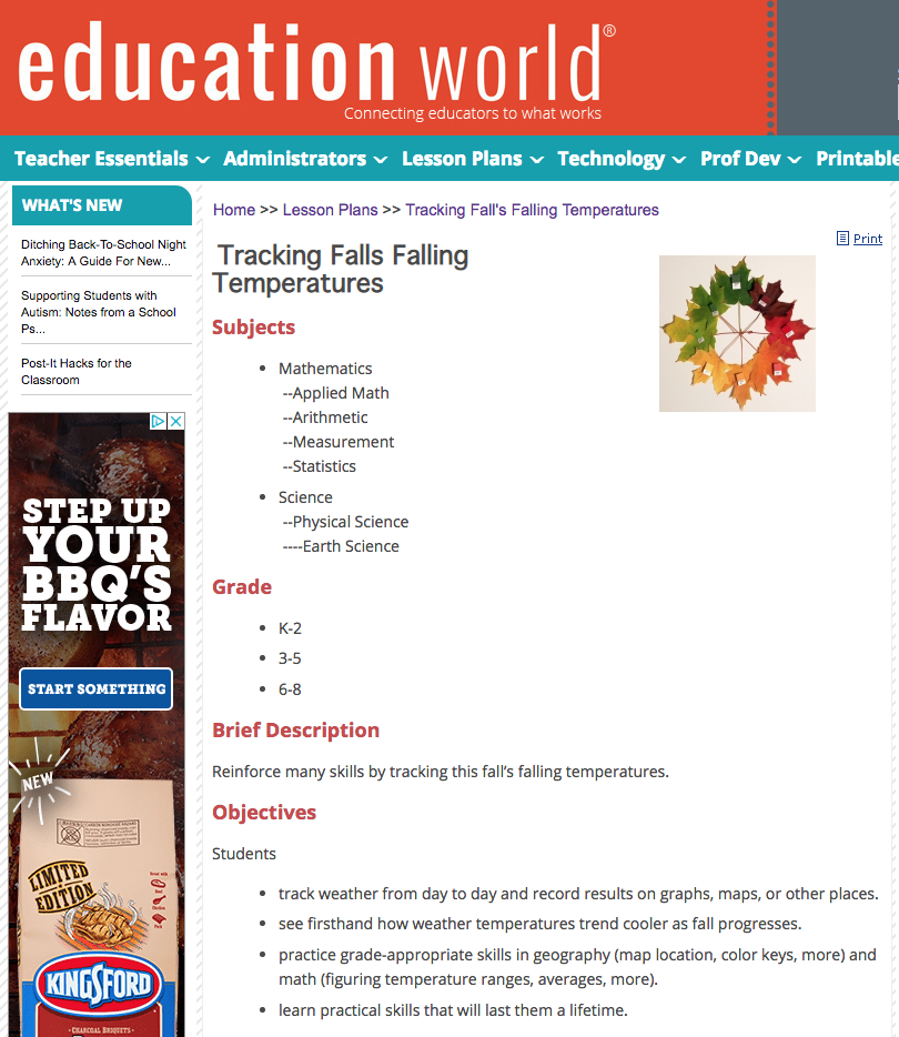 Tracking Fall's Falling Temperatures Lesson Plan Tracking Fall's Falling Temperatures Lesson Plan