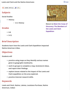 Lewis and Clark and the Native Americans Lesson Plan Lewis and Clark and the Native Americans Lesson Plan