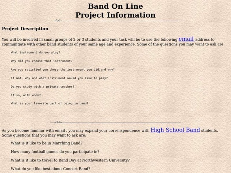 Band On Line Lesson Plan Band On Line Lesson Plan
