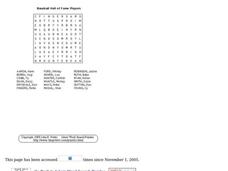 Baseball Hall of Fame Players Worksheet Baseball Hall of Fame Players Worksheet
