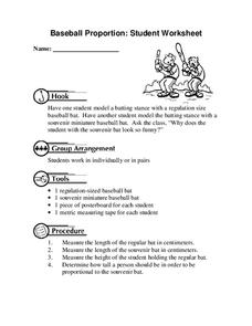 Baseball Proportion: Student Worksheet Lesson Plan Baseball Proportion: Student Worksheet Lesson Plan