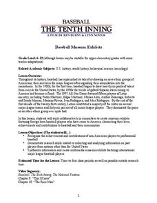 Baseball: The Tenth Inning  Lesson Plan Baseball: The Tenth Inning  Lesson Plan