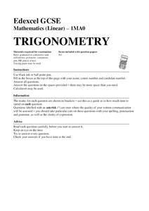 Trigonometry Assessment Trigonometry Assessment