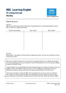 BBC Learning English, Reading Worksheet BBC Learning English, Reading Worksheet