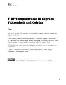 Temperature in Degrees Fahrenheit and Celsius Assessment Temperature in Degrees Fahrenheit and Celsius Assessment
