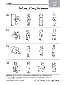 Before, After, Between Worksheet Before, After, Between Worksheet