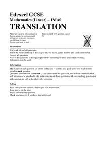 Translations Assessment Translations Assessment