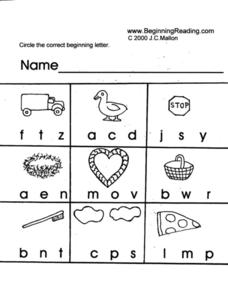 Beginning Letters Lesson Plan Beginning Letters Lesson Plan