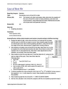 Line of Best Fit Lesson Plan Line of Best Fit Lesson Plan