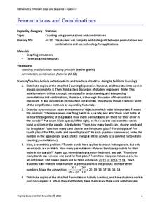 Permutations and Combinations Lesson Plan Permutations and Combinations Lesson Plan