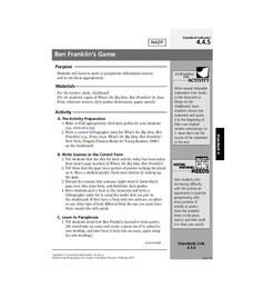 Ben Franklin's Game Lesson Plan Ben Franklin's Game Lesson Plan