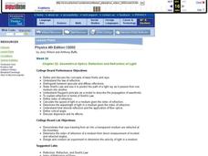 Geometrical Optics: Reflection and Refraction of Light Unit Plan Geometrical Optics: Reflection and Refraction of Light Unit Plan