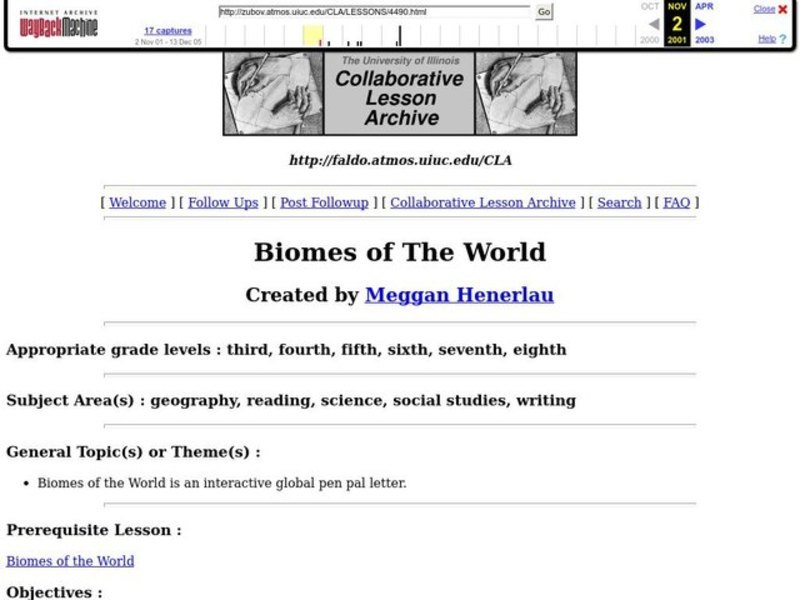 Biomes of The World Lesson Plan Biomes of The World Lesson Plan