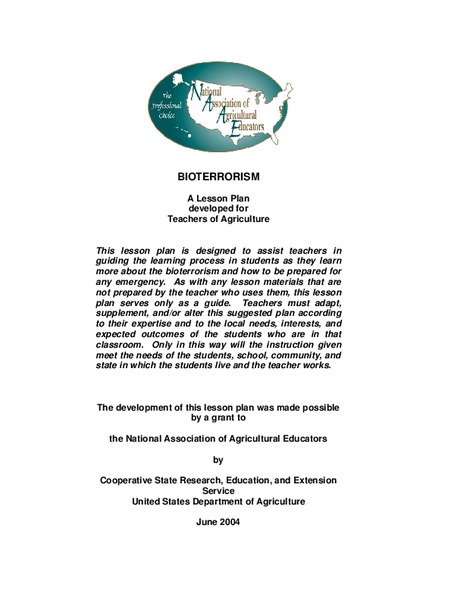 Bioterrorism Lesson Plan Bioterrorism Lesson Plan