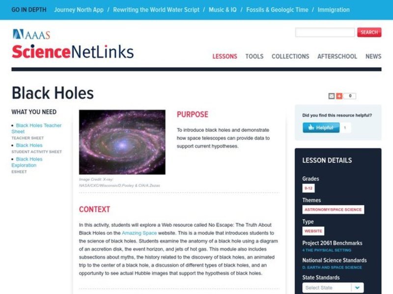 Black Holes Lesson Plan Black Holes Lesson Plan