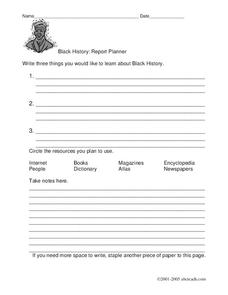 Black History: Report Planner Lesson Plan Black History: Report Planner Lesson Plan