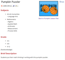 Pumpkin Puzzler Lesson Plan Pumpkin Puzzler Lesson Plan