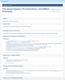 The Emancipation Proclamation: Unfulfilled Promises Lesson Plan The Emancipation Proclamation: Unfulfilled Promises Lesson Plan