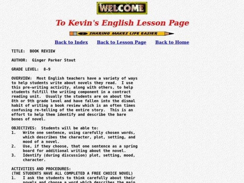 Book Review Lesson Plan Book Review Lesson Plan