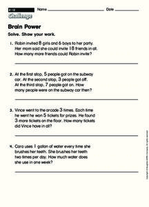 Brain Power Worksheet Brain Power Worksheet