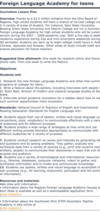 Journalism: Foreign Language Summer Program for Teens Lesson Plan Journalism: Foreign Language Summer Program for Teens Lesson Plan