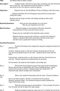 Do Heroes Have to Wear a Cape? Lesson Plan Do Heroes Have to Wear a Cape? Lesson Plan