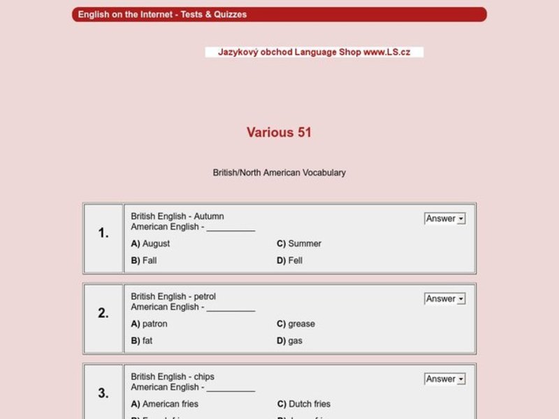 British English vs. American English Interactive British English vs. American English Interactive