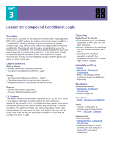 Compound Conditional Logic Lesson Plan Compound Conditional Logic Lesson Plan