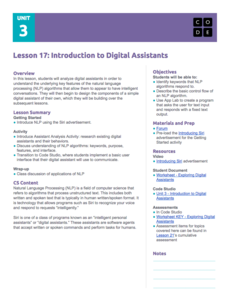 Introduction to Digital Assistant Project Lesson Plan Introduction to Digital Assistant Project Lesson Plan