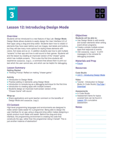 Introducing Design Mode Lesson Plan Introducing Design Mode Lesson Plan