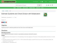 Estimate Quotients and Check Division With Multiplication Lesson Plan Estimate Quotients and Check Division With Multiplication Lesson Plan
