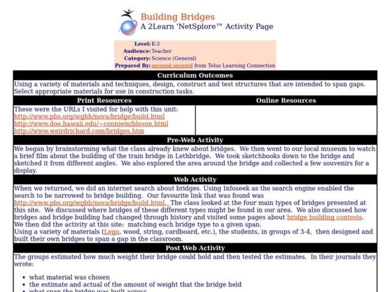 Building Bridges Lesson Plan Building Bridges Lesson Plan