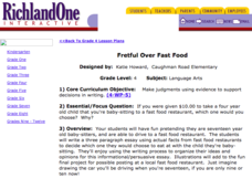 Fretful Over Fast Food Lesson Plan Fretful Over Fast Food Lesson Plan