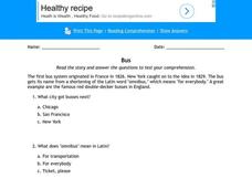 Bus Worksheet Bus Worksheet