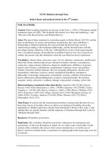Robert Boyle and Medical Reform in the 17th Century Lesson Plan Robert Boyle and Medical Reform in the 17th Century Lesson Plan