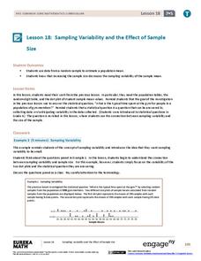 Sampling Variability and the Effect of Sample Size Lesson Plan Sampling Variability and the Effect of Sample Size Lesson Plan