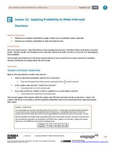 Applying Probability to Make Informed Decisions Lesson Plan Applying Probability to Make Informed Decisions Lesson Plan