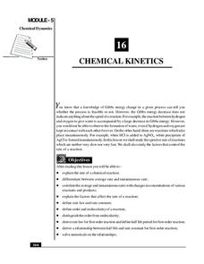 Chemical Kinetics Handout Chemical Kinetics Handout