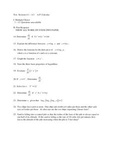 Calculus Test Worksheet Calculus Test Worksheet