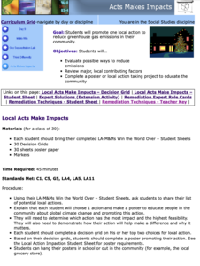 Local Acts Make Impacts Lesson Plan Local Acts Make Impacts Lesson Plan