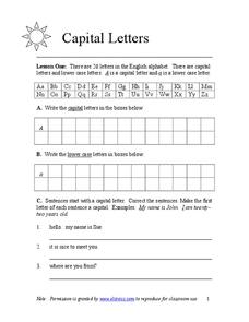 Capital Letters Worksheet Capital Letters Worksheet