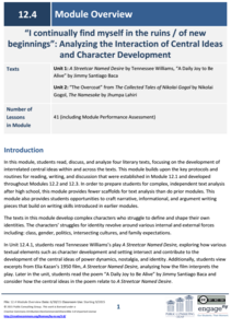 Grade 12 ELA Module 4: Literary Analysis Unit Plan Grade 12 ELA Module 4: Literary Analysis Unit Plan