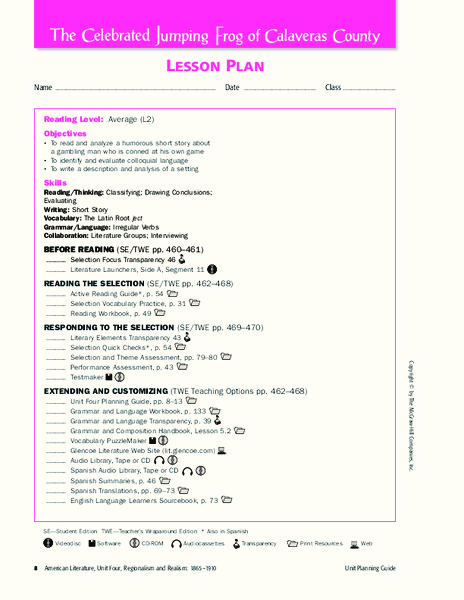 American Literature Unit Four Unit Plan American Literature Unit Four Unit Plan