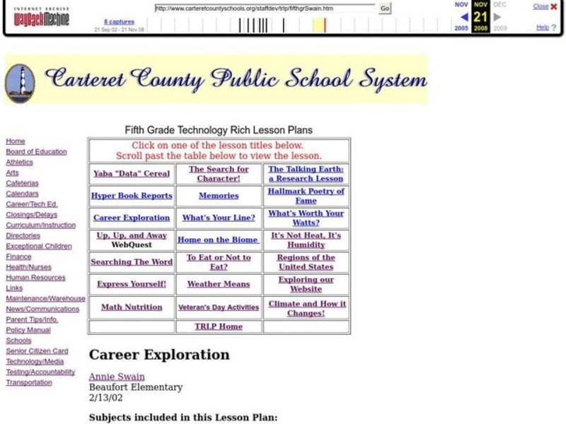 Career Exploration Lesson Plan Career Exploration Lesson Plan