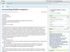 Summarizing Details in Sequence Lesson Plan Summarizing Details in Sequence Lesson Plan